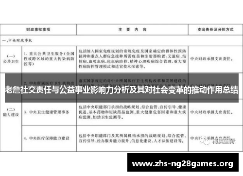 老詹社交责任与公益事业影响力分析及其对社会变革的推动作用总结